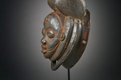 Punu: Black Ikwara Ceremonial Dance Mask with Double Bundle Coiffure