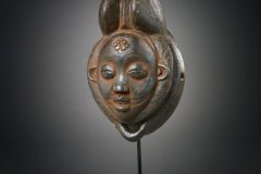 Punu: Black Ikwara Ceremonial Dance Mask with Double Bundle Coiffure